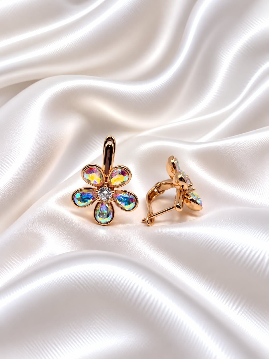 Paauksuoti medicininio metalo auskarai swarovski gėlės