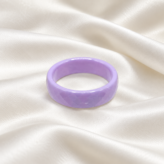 Moteriškas keraminis žiedas – violetinis, platus