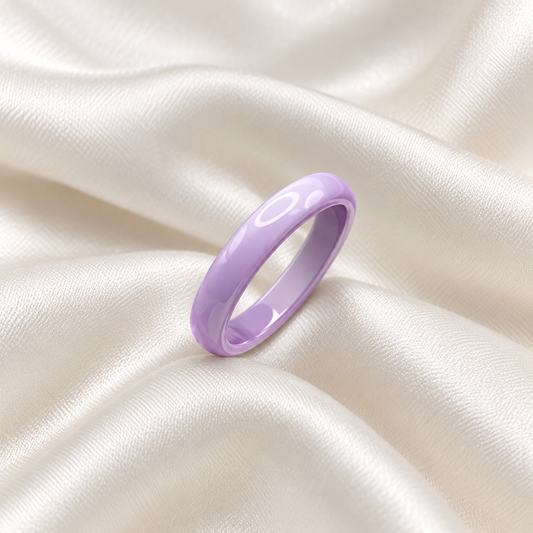 Moteriškas keraminis žiedas – violetinis, siauras